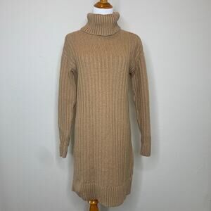 Banana Republic Camel Ribbed Sweater Dress Sz XS